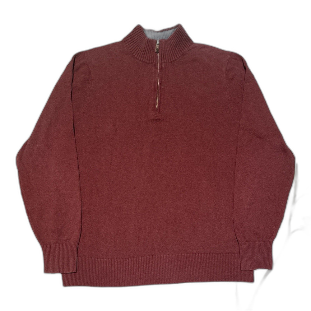 Eddie Bauer Men’s XLT 1/4 Zip Sweater Maroon Cotton Cashmere Pullover